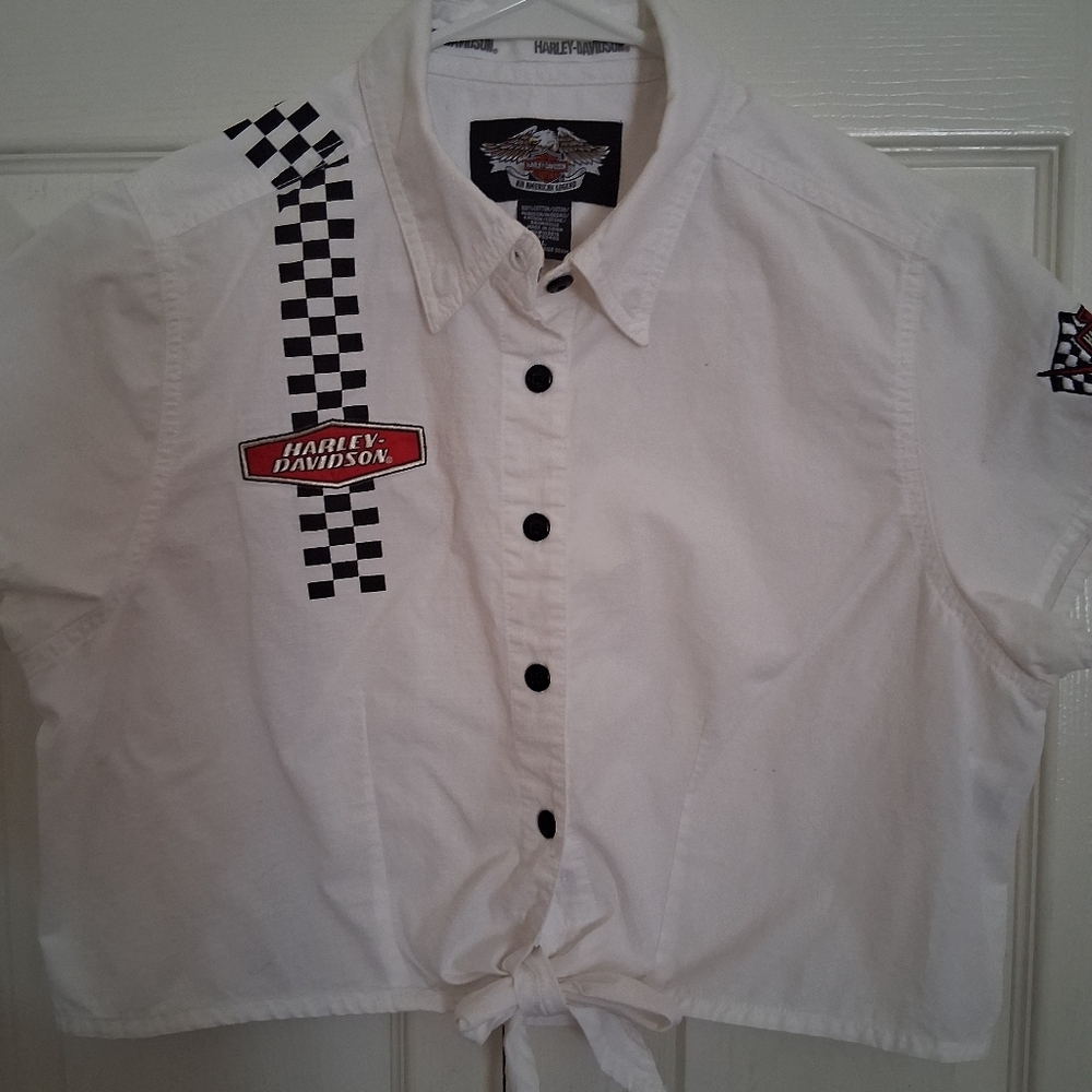 Harley-Davidson White Crop Top with Black Accents